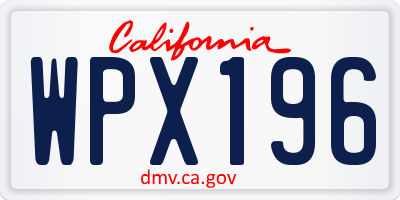 CA license plate WPX196