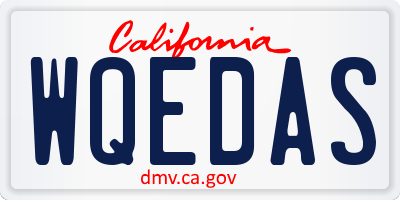 CA license plate WQEDAS