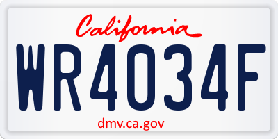 CA license plate WR4034F