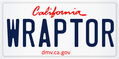 CA license plate WRAPTOR