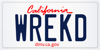 CA license plate WREKD