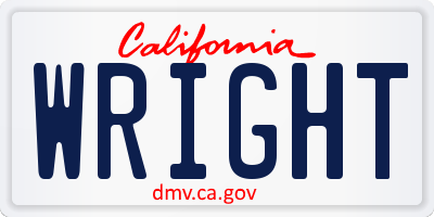 CA license plate WRIGHT