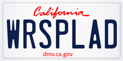 CA license plate WRSPLAD