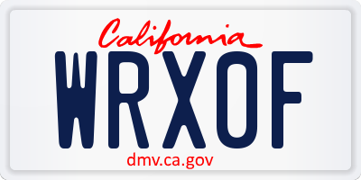 CA license plate WRX0F