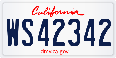 CA license plate WS42342