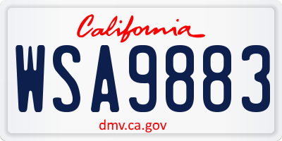 CA license plate WSA9883