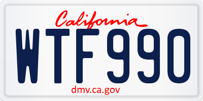 CA license plate WTF990