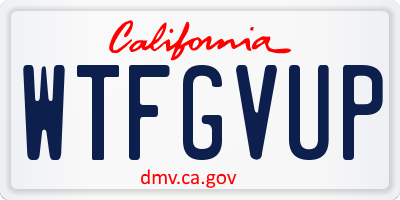 CA license plate WTFGVUP