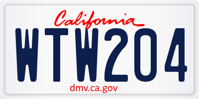 CA license plate WTW204