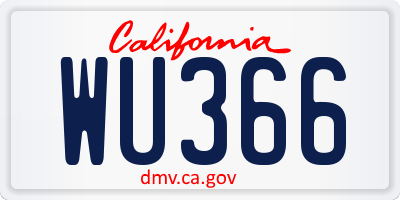 CA license plate WU366