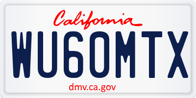 CA license plate WU60MTX