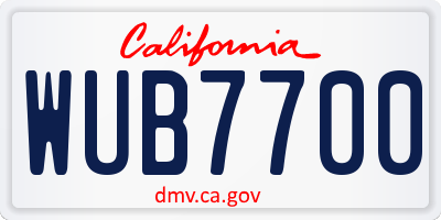 CA license plate WUB7700