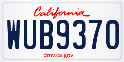 CA license plate WUB9370