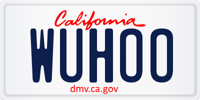 CA license plate WUHOO