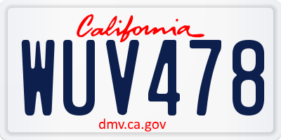 CA license plate WUV478