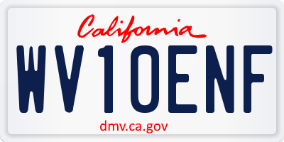 CA license plate WV10ENF