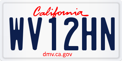 CA license plate WV12HN