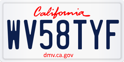 CA license plate WV58TYF