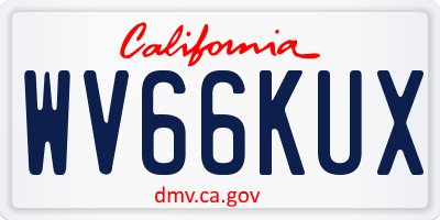 CA license plate WV66KUX