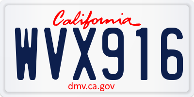 CA license plate WVX916