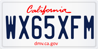 CA license plate WX65XFM