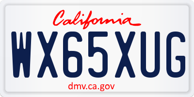 CA license plate WX65XUG