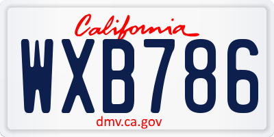 CA license plate WXB786