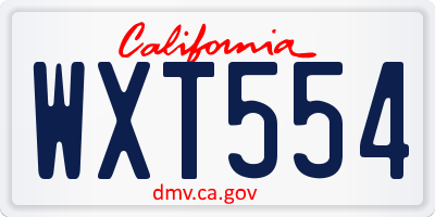 CA license plate WXT554