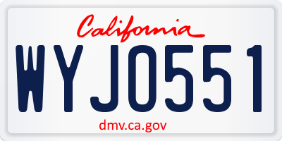 CA license plate WYJO551