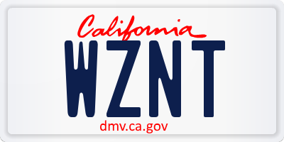 CA license plate WZNT