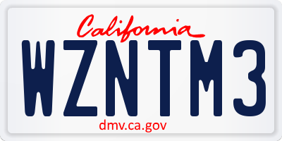 CA license plate WZNTM3