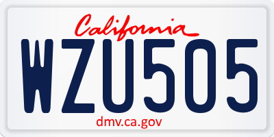 CA license plate WZU505