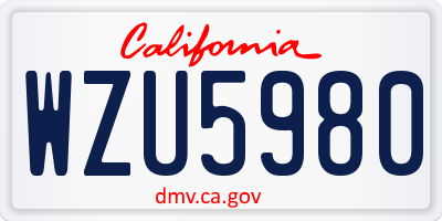 CA license plate WZU5980