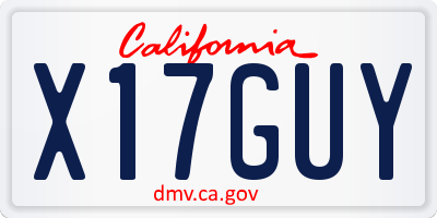 CA license plate X17GUY