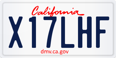 CA license plate X17LHF