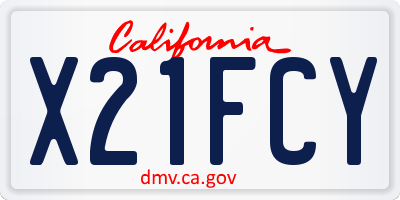 CA license plate X21FCY