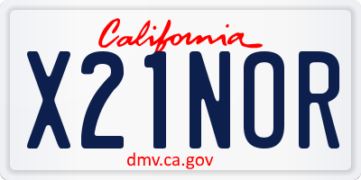 CA license plate X21NOR