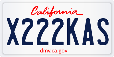 CA license plate X222KAS