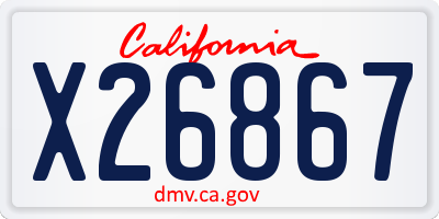 CA license plate X26867