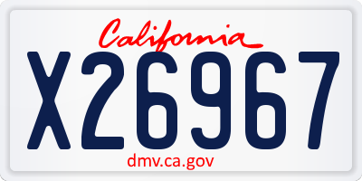 CA license plate X26967