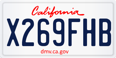 CA license plate X269FHB