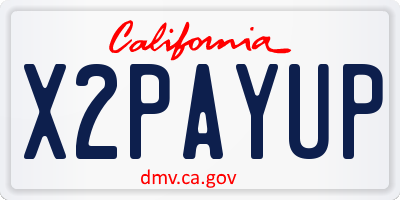 CA license plate X2PAYUP