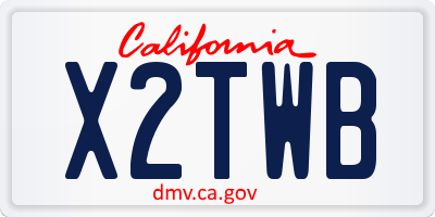 CA license plate X2TWB