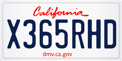 CA license plate X365RHD