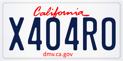 CA license plate X404RO