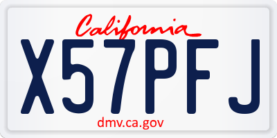 CA license plate X57PFJ