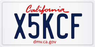 CA license plate X5KCF