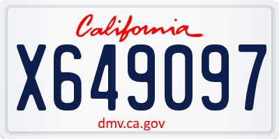 CA license plate X649097