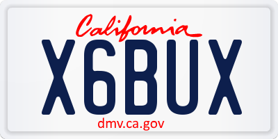 CA license plate X6BUX