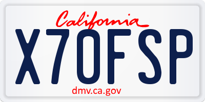 CA license plate X70FSP